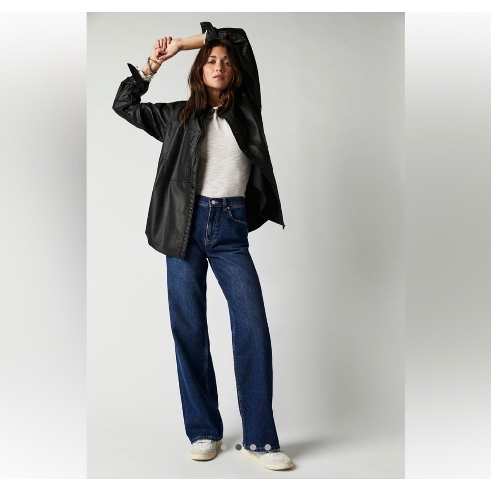 NWT Free People 100% Cotton Tinsley Baggy Flare Boho High Waist Jeans 25